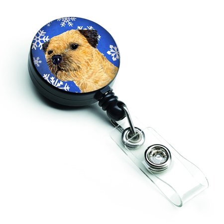 CAROLINES TREASURES Border Terrier Winter Snowflakes Holiday Retractable Badge Reel LH9278BR